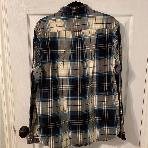 Men's Blue and White Plaid Shirt - Picture 3 of 4
